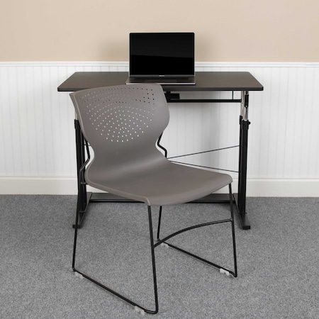 Flash Furniture Gray Plastic Stack Chair, PK5 5-RUT-438-GY-GG
